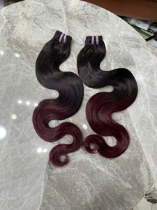 วิกผมบ๊อบสีแดงเบอร์กันดี ผมแท้ 100% แบบลอนบอดี้เวฟ วิกผมสั้นสีแดงไวน์ - Product Image 4