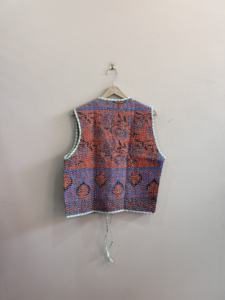Chaleco de Algodón Kantha para Mujer, Chaleco Corto de Verano, Chaqueta Hecha a Mano con Trabajo de Hilo - Product Image 6