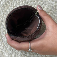 Dompet koin kulit bulu asli buatan tangan bulu asli dompet tempat kartu kredit bulat dompet bulat kecil lucu bergaya Barat