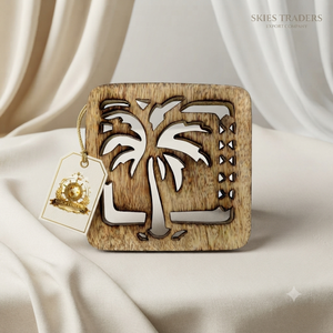 Handmade <b>Wooden</b> Palm Tree Carved <b>Trivet</b> Intricate Cutout Hot Pot Holder <b>Wooden</b> Table Mat - Product Image 1