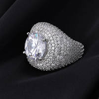 Bague Homme en Argent 925 avec Moissanite, Coupe Éclatante, Bijou Tendance Léger, Style Urbain Hip Hop, Accessoire de Fête de Luxe