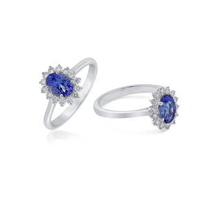 Anillo de Plata de Ley 925 con Tanzanita y Circonita Cúbica Ovalada para Hombre de Ivaan Jewels, Joyería de Compromiso con Halo y Baño de Rodio - Product Image 3