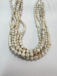 Perles naturelles de nacre de qualité AAA, rondes, 6 mm, blanches avec des rayures beiges, pour la fabrication de bijoux (colliers, bracelets, boucles d'oreilles) - Product Image 2