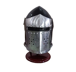 Casco Barbuta Medieval con Acabado Negro, Armadura de Caballero de Acero Suave para Reenactment, Exhibición Histórica, Disfraz y Decoración del Hogar - Product Image 1