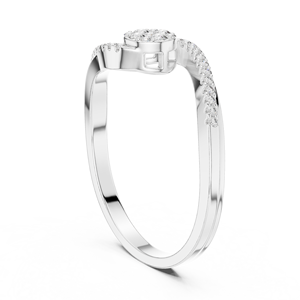 Anillos de oro macizo de 14k para mujer con diseño minimalista de diamantes de corte redondo, estilo bypass o swirl, para regalo, compromiso, aniversario, boda. - Product Image 4