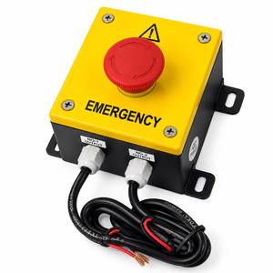 Iota809 Plastic Yellow Emergency Stop Push Button Control <b>Box</b> Red Reset Button Industrial Safety Panel with Output Ports - Product Image 1