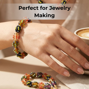 Perles de verre multicolores de designer, forme ovale, 15x20mm |   Perles en vrac pour la fabrication de colliers, fournitures d'artisanat DIY, brin de 8 pouces - Product Image 2