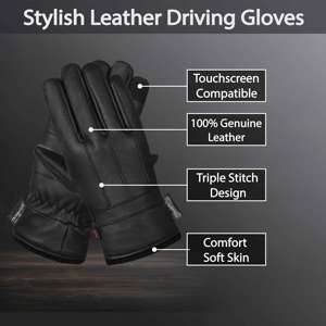 Guantes Térmicos de Invierno de Cuero Negro Impermeables al por Mayor OEM para Ciclismo, Uso en Exteriores, Pantalla Táctil y Seguridad al Conducir - Product Image 3