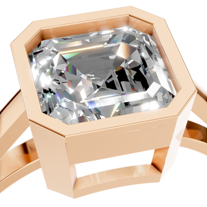 Elegant <b>Emerald</b> Cut Moissanite <b>Ring</b> Prong Setting Rhodium Plated 925 Sterling <b>Silver</b> Unisex Engagement Wedding Anniversary - Product Image 3