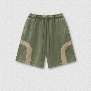 Pantalones Cortos Bermuda de Algodón Gris Oscuro para Hombre, Cintura Media con Cordón Ajustable, Cintura Elástica con Bolsillos, Color Sólido, Tejido Transpirable, Estilo Casual - Product Image 1