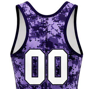 Men Purple Camouflage Sublimated Wrestling Singlet Polyester <b>Athletic</b> Wrestling Uniform Sportswear Match Competition Training - Product Image 5