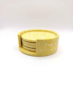 Handmade Epoxy Resin Tea Coffee <b>Coaster</b> Set with Holder | Square & Round Glossy <b>Heat</b> Resistant Modern Table Decor - Product Image 1