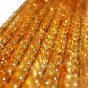 ลูกปัดสีเหลืองซิทรีนพลอยเส้น DIY พลอย Rudra Gems ลูกปัดขัดกลมเรียบตามธรรมชาติขนาด6-14มม. สำหรับการทำเครื่องประดับ - Product Image 2