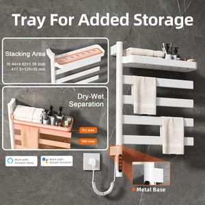 SIOYIE Porte-serviettes électrique mural intelligent, sèche-serviettes chauffant rotatif avec barres pivotantes et minuterie intelligente pour salle de bain - Product Image 5