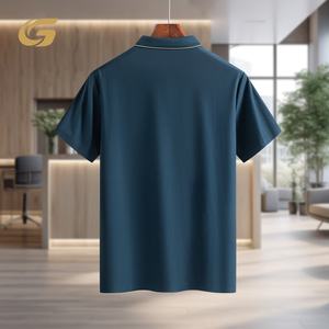 เสื้อกอล์ฟแขนสั้นลำลองแฟชั่นฤดูร้อนสำหรับผู้ชาย ผ้าคาร์ดิเนียมทอสีพื้น ป้องกันขนร่วง ไร้รอยต่อ ติดแน่น - Product Image 2