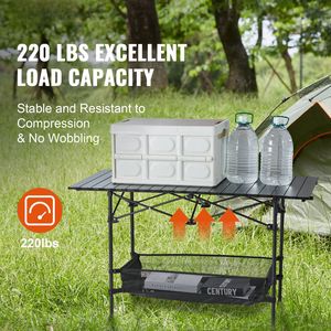 Mesa Plegable Ligera de 46x22 Pulgadas para Camping, de Aluminio y Acero, Portátil, para Exteriores, con Gran Espacio de Almacenamiento, Diseño Plegable - Product Image 4