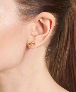 Orecchini a bottone con fiocco in zirconi cubici (3/8 ct. T. w.) in oro 14k su argento Sterling | Macacy's - Product Image 2