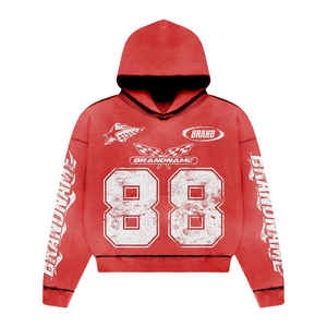Unisex High Quality Cotton Acid Wash Vintage Pullover <b>Hoodie</b> Screen Printed Design Men's Women's Casual <b>Running</b> Plus Size - Product Image 5