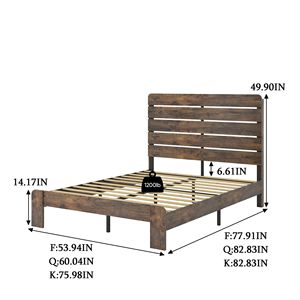 <b>Queen</b> <b>Size</b> Wood Platform <b>Bed</b> <b>Frame</b> Noise-Free with Easy Assembly Tool No Box Spring Needed Large Storage Elegant Wooden <b>Beds</b> - Product Image 6
