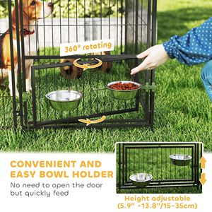 Grande cuccia per cani all'aperto con 2 camere rotanti e regolabili in altezza ciotole impermeabili e resistenti ai raggi UV tettoia per animali domestici mobili da campeggio - Product Image 6
