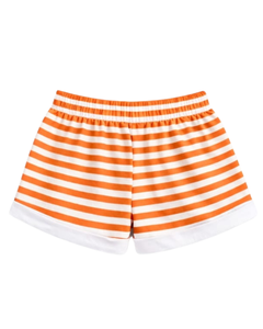 Ensemble décontracté d'été deux pièces pour femme : crop top rayé orange et short, taille élastique, tenue de détente, streetwear, OEM - Product Image 6