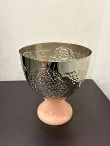 6 Inch Brass <b>Chocolate</b> Bowl with <b>Pink</b> Resin Base Customizable <b>Chocolate</b> Accessories Manufacturer for Home, Restaurant and Events - Product Image 5