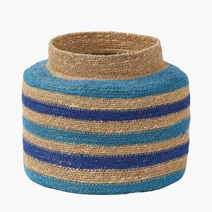 Panier de rangement cylindrique en jonc de mer bleu, fait main, vente en gros, écologique, fabriqué au Vietnam - Product Image 2