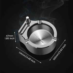 Retro American Style Smokeless Aluminum Round Cigarette Ashtray Multifunction <b>Lighter</b> Ten Thousand Match Set for Home Car Use - Product Image 3