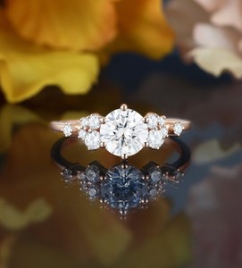 Round Cut Moissanite <b>Ring</b> 925 Sterling <b>Silver</b> <b>Solitaire</b> Engagement <b>Ring</b> Elegant Minimalist Wedding Jewelry Gift for Her - Product Image 1