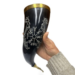 Corne de buffle classique pour boisson viking, idéale pour événements historiques et célébrations parfaites, durable, écologique, faite à la main, forme naturelle - Product Image 1