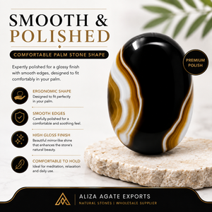 Piedra de Ónix Negro Natural Grande Tallada, Piedra de Bolsillo de Cristal Negro, Piedra de la Preocupación, Venta al por Mayor, Proveedor a Granel, Regalos, Meditación - Product Image 6