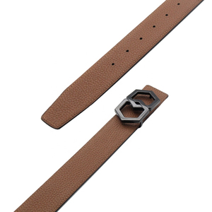 Ceinture en cuir pleine fleur personnalisée avec boucle ardillon métallique, motif écossais, décontractée, robuste, prix direct de gros - Product Image 5