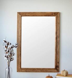 Miroir mural élégant en bois avec cadre sculpté, ton brun riche, parfait pour la décoration de salle à manger ou de hall d'entrée - Product Image 3