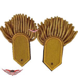 Epaulettes de hombro para uso ceremonial con flecos y bordados a mano de hilo dorado para trajes - Product Image 1