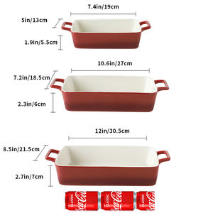 Casserole rectangulaire classique blanche, grande capacité, avec couvercle, en céramique, résistante à la chaleur, compatible four et lave-vaisselle - Product Image 3