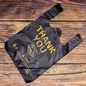 Sacs en plastique PE noirs robustes pour courses, sacs à T-shirt pour petites entreprises, pour magasins et salades - Product Image 4