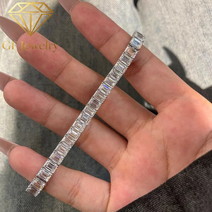Bracelet tennis platine vintage 1 carat avec diamant de laboratoire DEF VS taille émeraude, haute joaillerie - Product Image 5