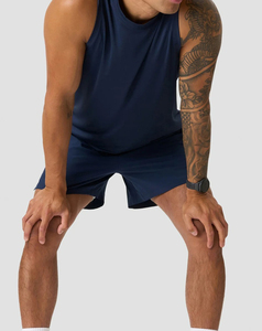 Breathable Men's <b>Navy</b> Blue Sleeveless Tank <b>Top</b> O-Neck Quick Dry Knitted Solid Color Casual Wear Cheap Price 180 Grams - Product Image 4
