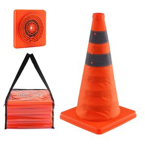Confezione da 4 Coni Stradali Riflettenti Pieghevoli da 18 Pollici con Base Larga e Borsa per il Trasporto - Product Image 1