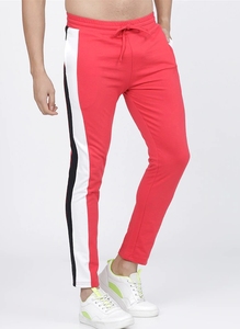 Pantalon de survêtement rouge pour homme 100 % coton, respirant, anti-transpiration, taille élastique avec cordon de serrage, style streetwear décontracté, en maille - Product Image 1
