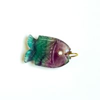 Pendentif Poisson en Fluorite Arc-en-ciel AAA, Charme Poisson en Pierre Précieuse Sculpté à la Main, Collier en Argent 925 Fait Main avec Cristal de Guérison pour la Fabrication de Bijoux