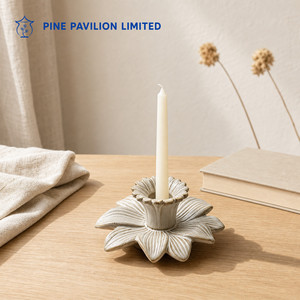 เชิงเทียนเซรามิกรูปดอกไม้ Pine Pavilion สำหรับเทียนแท่ง ตกแต่งบ้านและโต๊ะอาหาร - Product Image 1