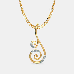 Collar con Colgante de Diamante Cultivado en Laboratorio, Doble Espiral, Oro Amarillo - Product Image 1