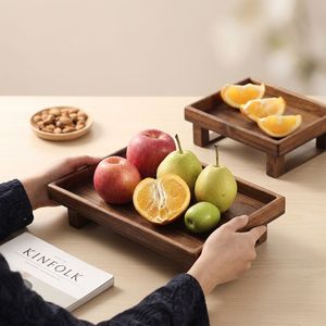 Bandeja de Servir de Madera de Acacia Premium con Soporte Elevado, Bandeja Decorativa para Exhibición de Frutas para Cocina, Mesa de Comedor y Hotel - Product Image 2