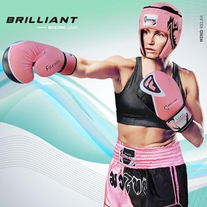 Gants de boxe Farabi Sports Brilliant Series en cuir PU et mousse pour adultes - Entraînement MMA Muay Thai (unisexe 8oz-16oz rose) - Product Image 4