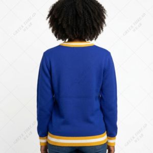 Pull-over en tricot personnalisé pour universités, fraternités et sororités, col en V, broderie chenille lettres grecques, vêtement d'extérieur - Product Image 2