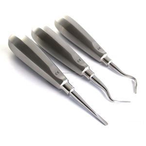 Ensemble de 3 élévateurs dentaires chirurgicaux en acier inoxydable de qualité médicale, certifiés CE ISO, fournisseur en gros d'instruments chirurgicaux OEM ODM - Product Image 1