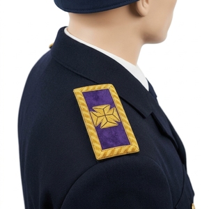 Épaulettes rectangulaires brodées en or violet, à coudre, badges d'épaule en tissu, accessoires d'uniforme - Product Image 4
