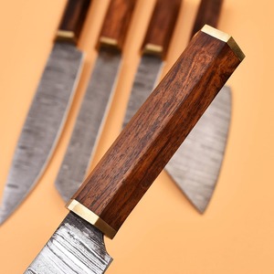 Cuchillos de chef hechos a mano de acero de Damasco con mango redondo de madera de palisandro (5 piezas) |   Utensilios de Cocina Artesanales - Product Image 2