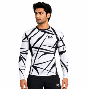 Camiseta Deportiva de Compresión para Hombre, Manga Larga, Secado Rápido, Diseño Sólido/Estampado, Ropa Deportiva Personalizada para Entrenamiento Físico - Product Image 5